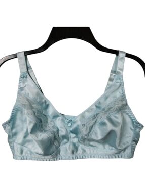 36C Instant Shaping Bra Wireless Blue Retro Vintage Style Unlined EUC